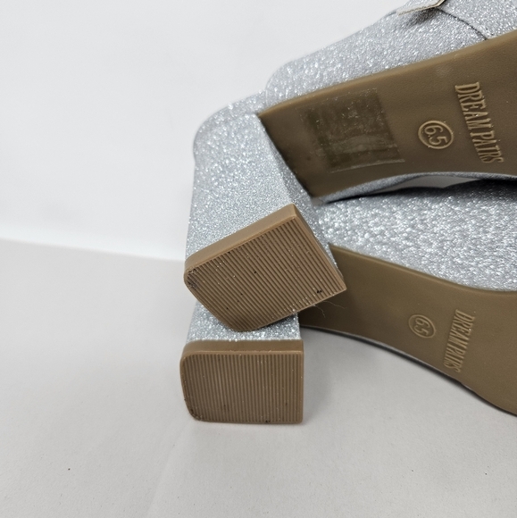 Dream Pairs High Heels Womens Sz 6.5 Silver Glitter Sling Back Mary Jane Strap - Picture 7 of 10